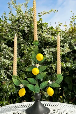 Candelabro Tres Velas De Metal Con Limones