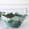Centro De Mesa Irregular De Porcelana Verde 20 Cm
