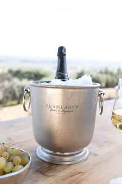 Champanera Plateada Con Arandelas Y Diseño "Champagne"