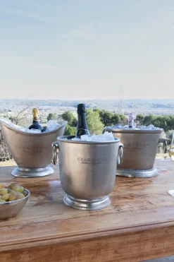 Champanera Plateada Con Arandelas Y Diseño "Champagne"