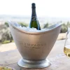 Champanera Plateada Ovalada Con Diseño "Champagne"