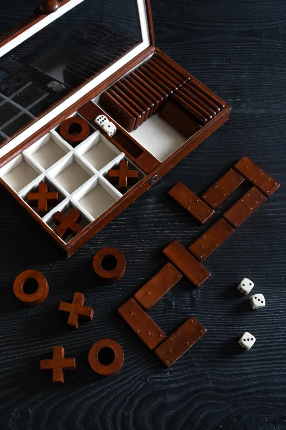 Cofre De Juegos De Mesa De Cuero