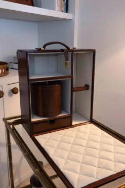 Cofre Mini Bar De Cuero Con Cubitera