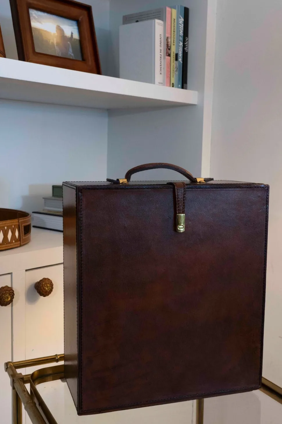 Cofre Mini Bar De Cuero Con Cubitera
