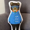 Cojín Bordado Diseño Oso Con Gafas