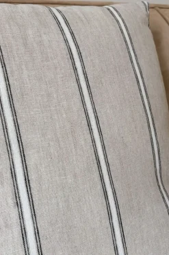 Cojín Cuadrado De Lino Con Diseño De Rayas Gris Natural
