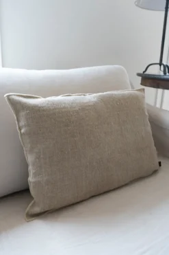 Cojín De Lino Beige Rectangular