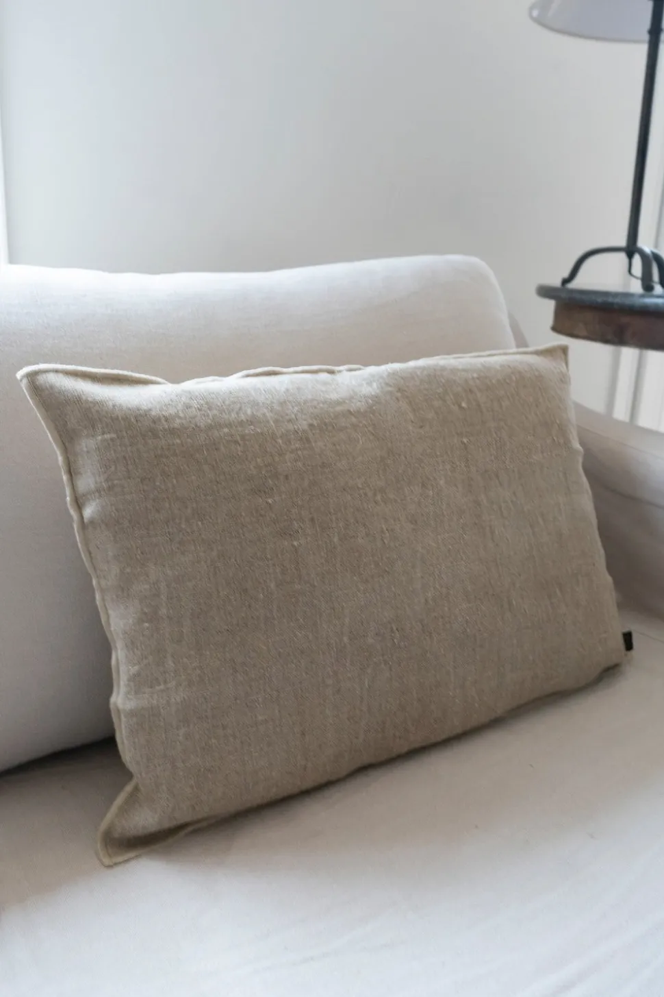 Cojín De Lino Beige Rectangular