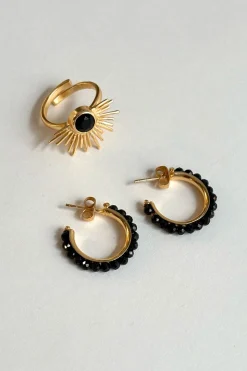 Combinación Anillo & Pendientes Onyx Negras