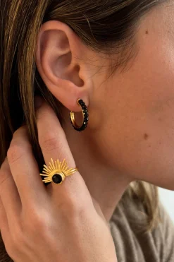 Combinación Anillo & Pendientes Onyx Negras