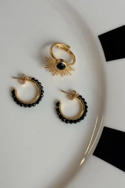 Combinación Anillo & Pendientes Onyx Negras