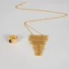 Combinación Anillo Labradorita & Collar Cascada Dorados