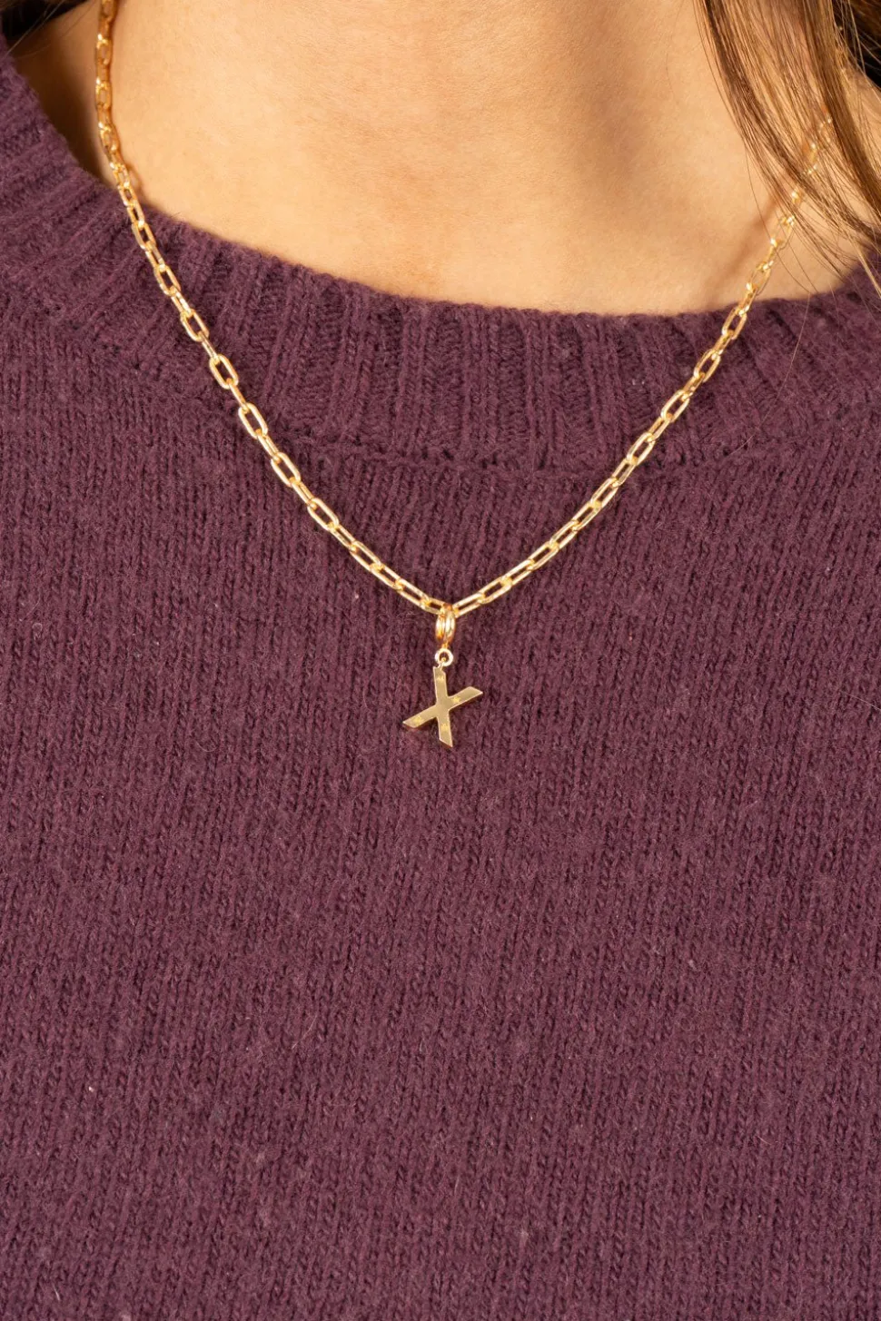 Combinación Cadena & Iniciales Doradas Con Detalle De Estrellas
