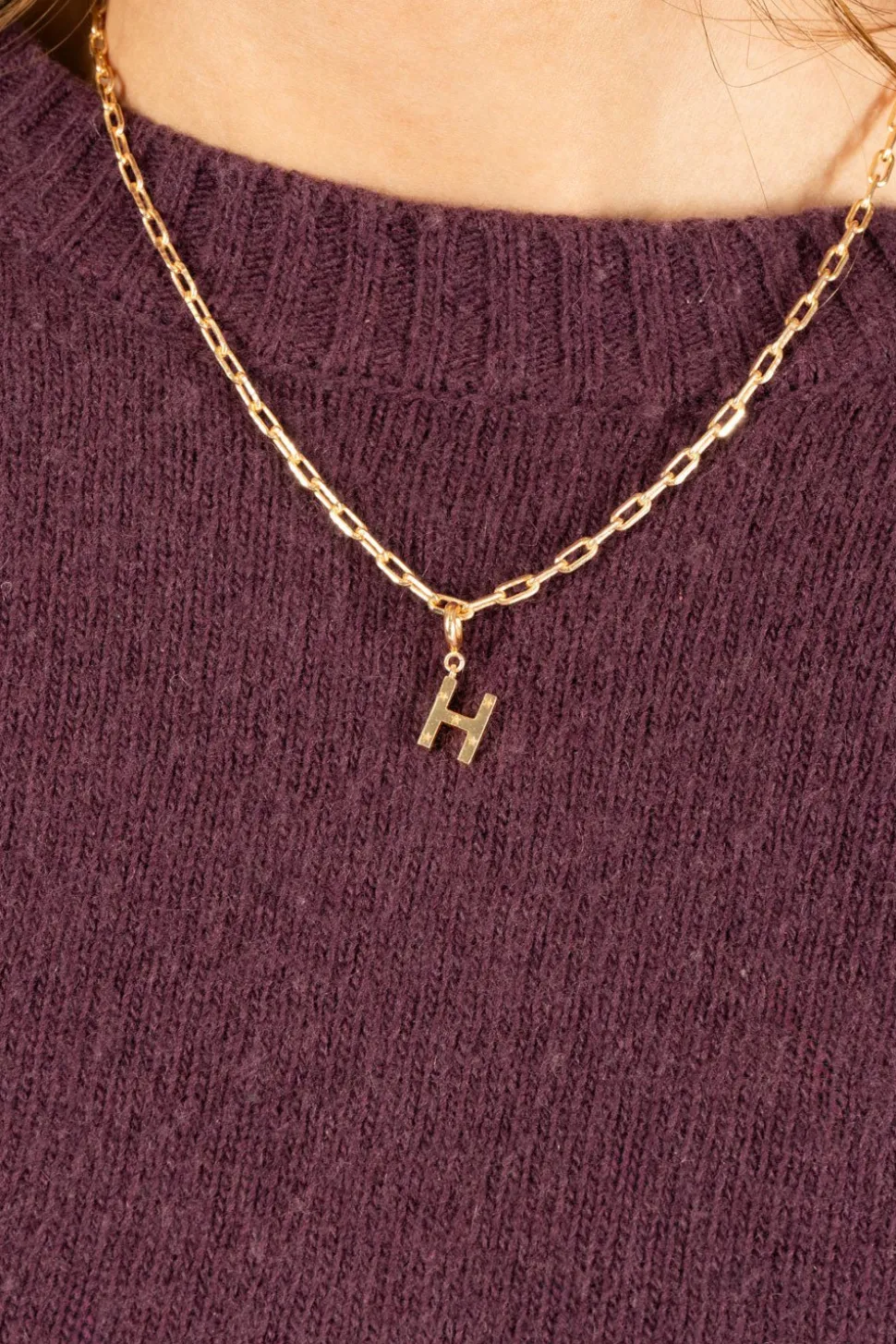 Combinación Cadena & Iniciales Doradas Con Detalle De Estrellas