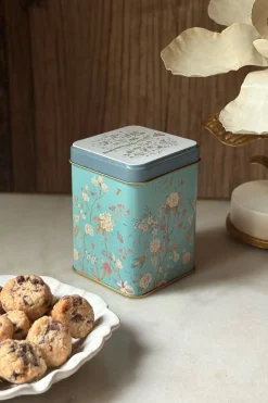 Cookies En Bote Metálico Diseño Flores Azul
