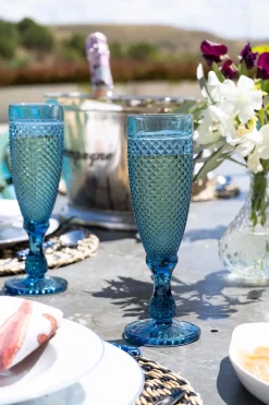 Copa Cristal Champagne Azul Oscuro Picos
