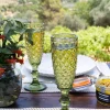 Copa Cristal Champagne Verde Rombos