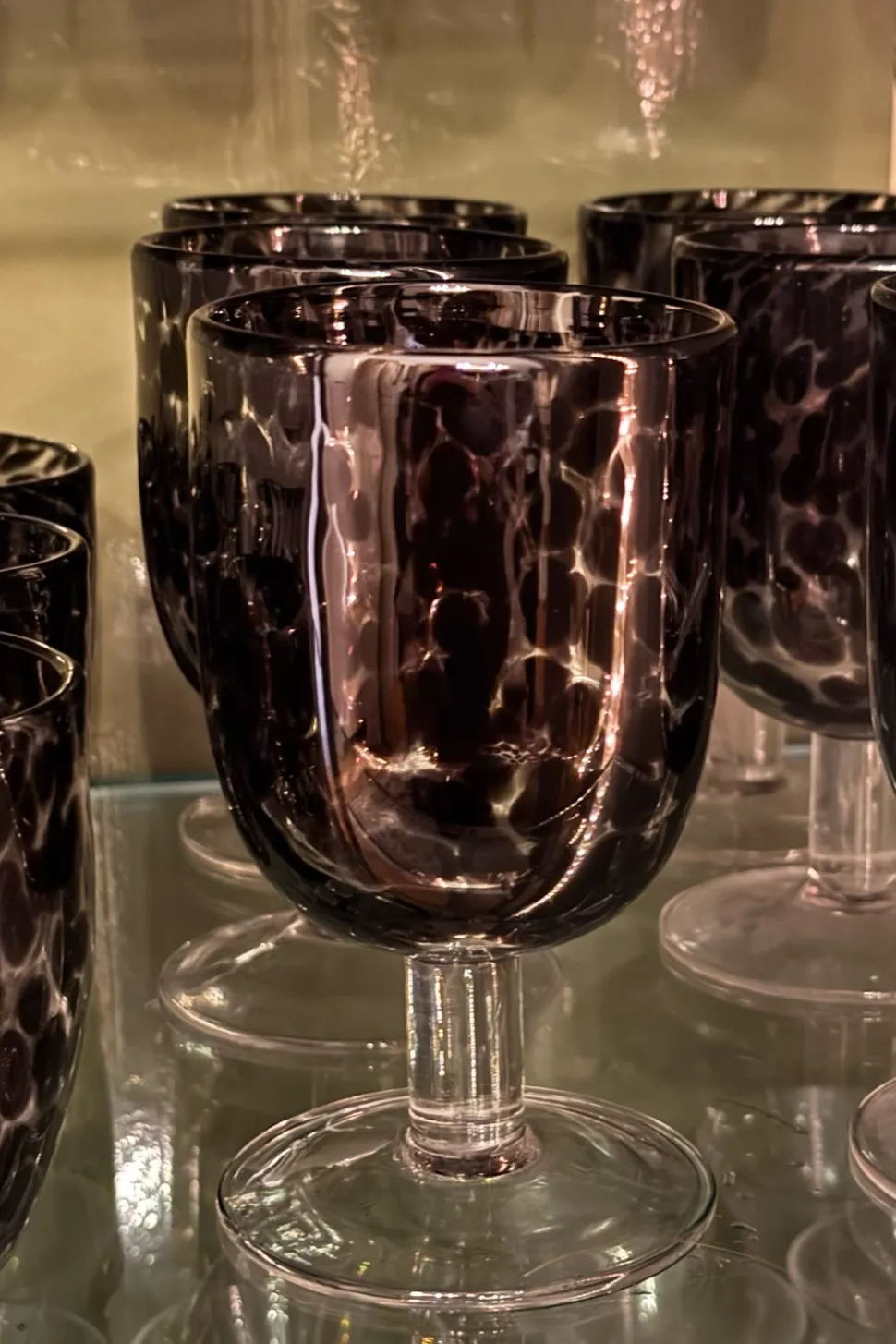 Copa De Cristal Con Diseño Moteado Negro