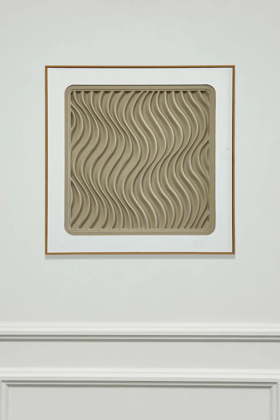 Cuadro Abstracto En Relieve Con Efecto Escayola Beige