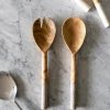 Cubiertos De Servir De Madera Con Mangos De Mármol En Color Gris