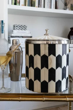 Cubitera De Hueso Con Diseño De Flechas Blancas Y Negras Grande