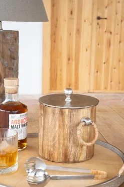 Cubitera De Madera Con Arandelas, Tapa Y Pinza