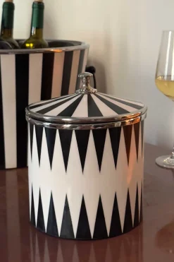 Cubitera De Resina Con Diseño Circus Blanca Y Negra Pequeña