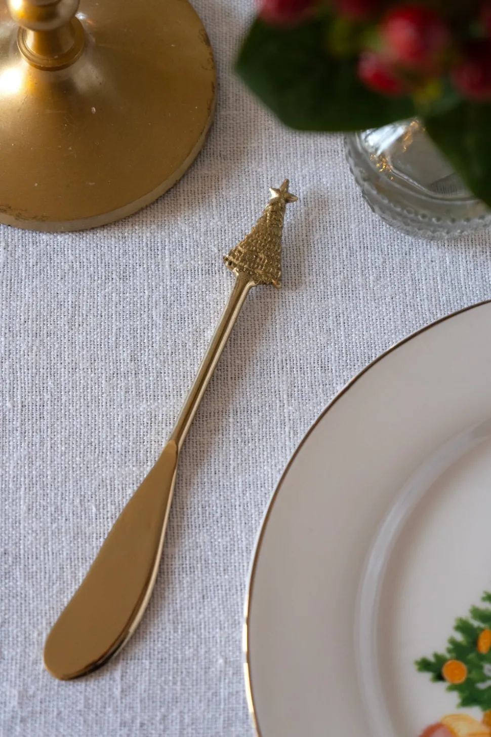 Cuchillo Foie De Bronce Con Diseño De Árbol De Navidad