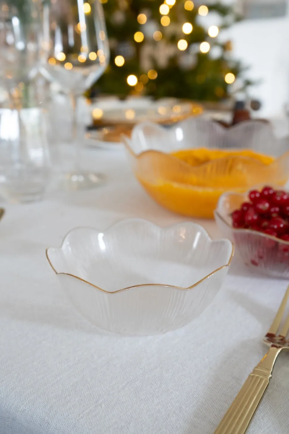 Cuenco De Cristal Con Borde Dorado Pequeño