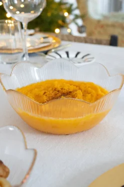 Cuenco De Cristal Con Borde Dorado Grande