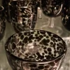 Cuenco De Cristal Con Diseño Moteado Negro