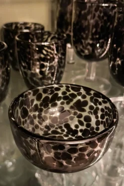 Cuenco De Cristal Con Diseño Moteado Negro