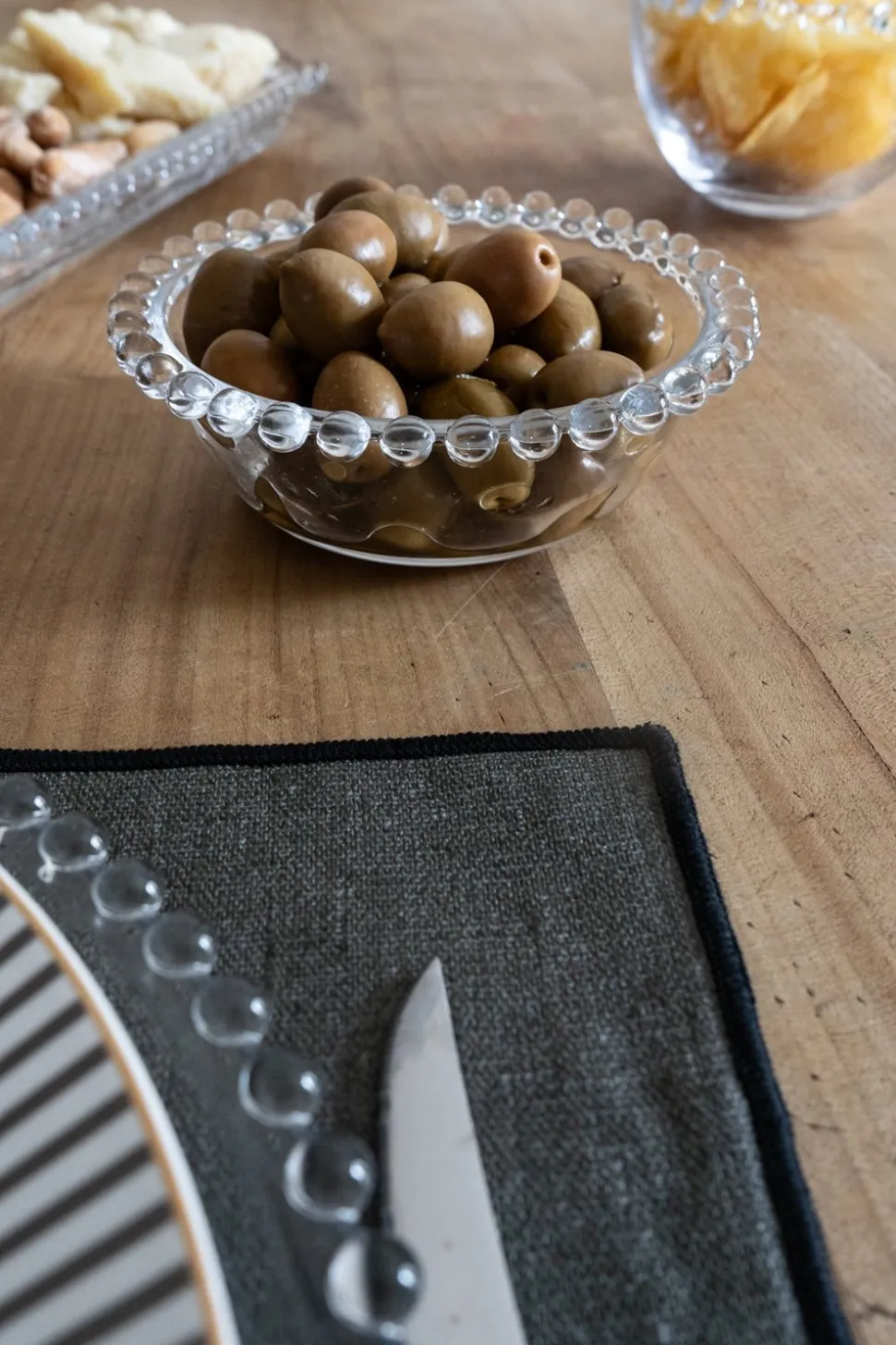 Cuenco De Cristal Con Diseño De Bolitas Pequeño