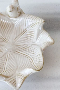 Cuenco Decorativo Blanco Flor Irregular Con Pájaros