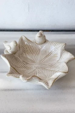 Cuenco Decorativo Blanco Flor Irregular Con Pájaros
