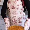 Delantal De Algodón Con Diseño De Ciervos Granate