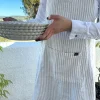 Delantal De Lino Con Diseño De Rayas Beige