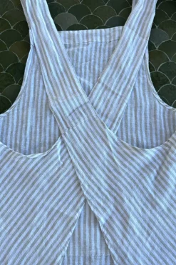 Delantal De Lino Con Diseño De Rayas Beige