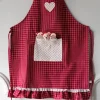 Delantal De Niños Con Diseño De Osos & Cuadros Rojos