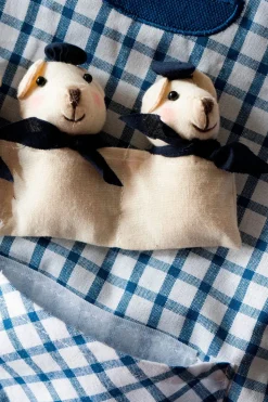 Delantal De Niños Con Diseño De Osos Marineros & Cuadros Azules