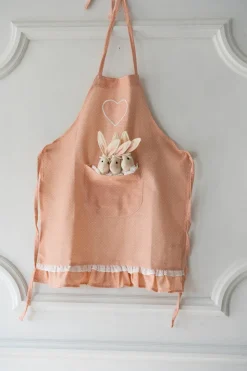 Delantal De Niños Mini Con Diseño De Conejos & Puntos Rosa