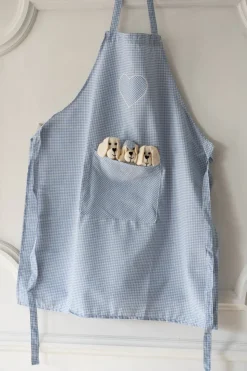 Delantal De Niños Mini Con Diseño De Perritos & Cuadros Azules