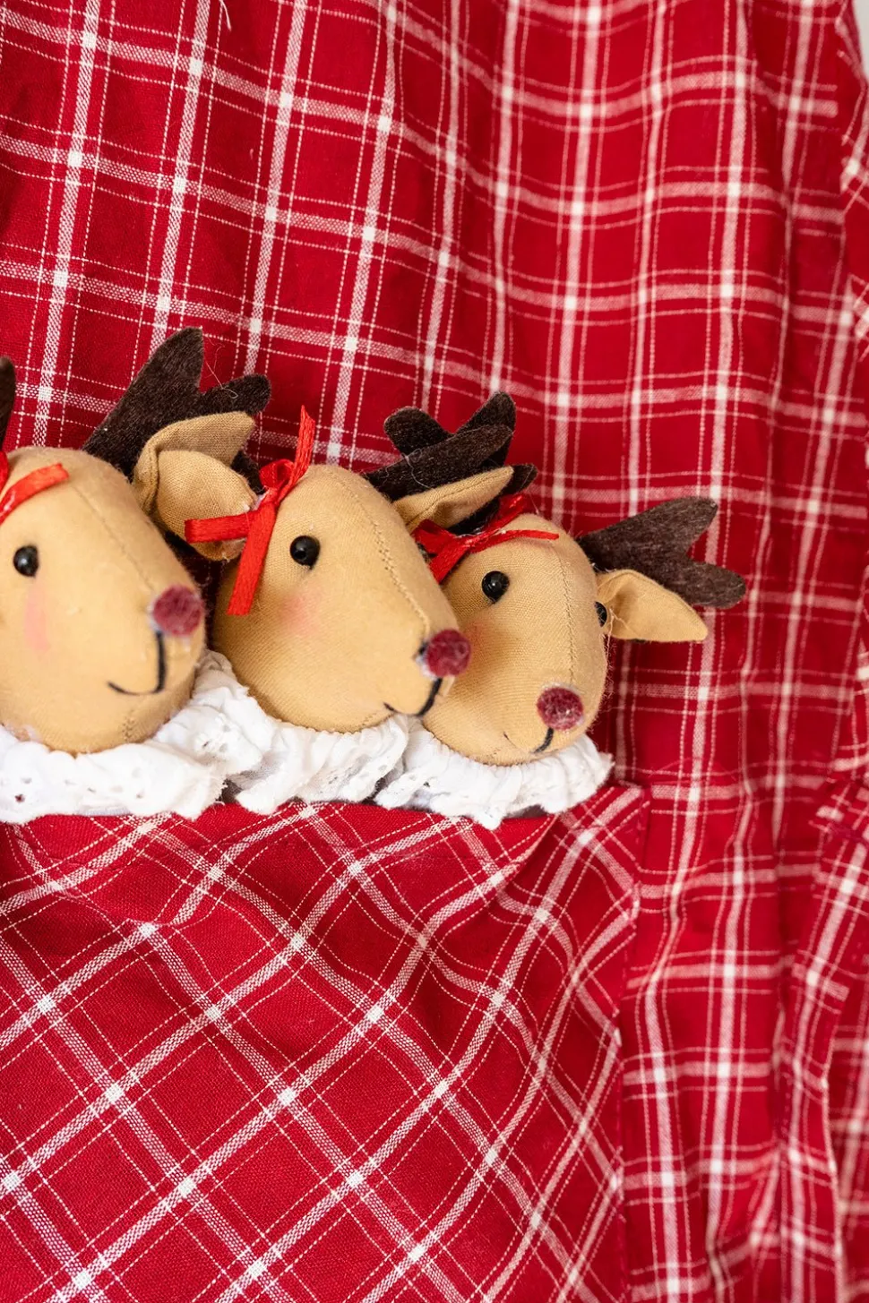 Delantales De Niños Con Diseño De Renos & Cuadros Rojos