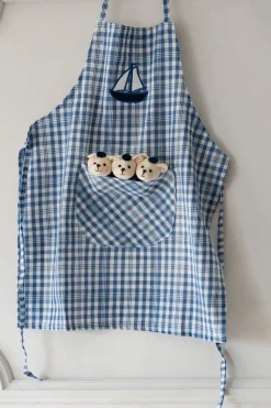 Delantales De Niños Con Diseño De Ositos & Cuadros Azules