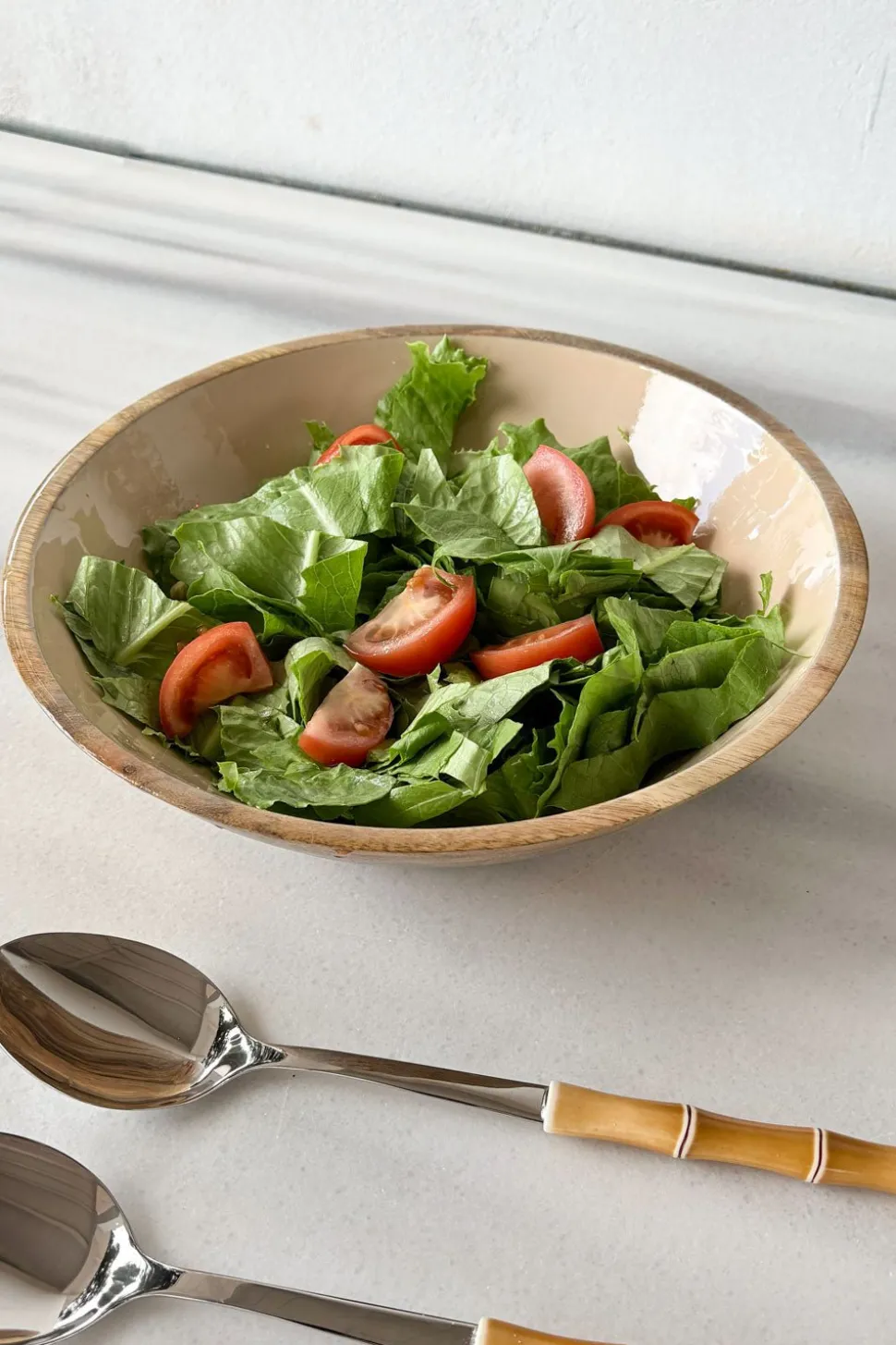 Ensaladera De Madera Crema