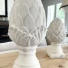 Figura Decorativa Grande Con Diseño De Alcachofa De Cerámica Blanca