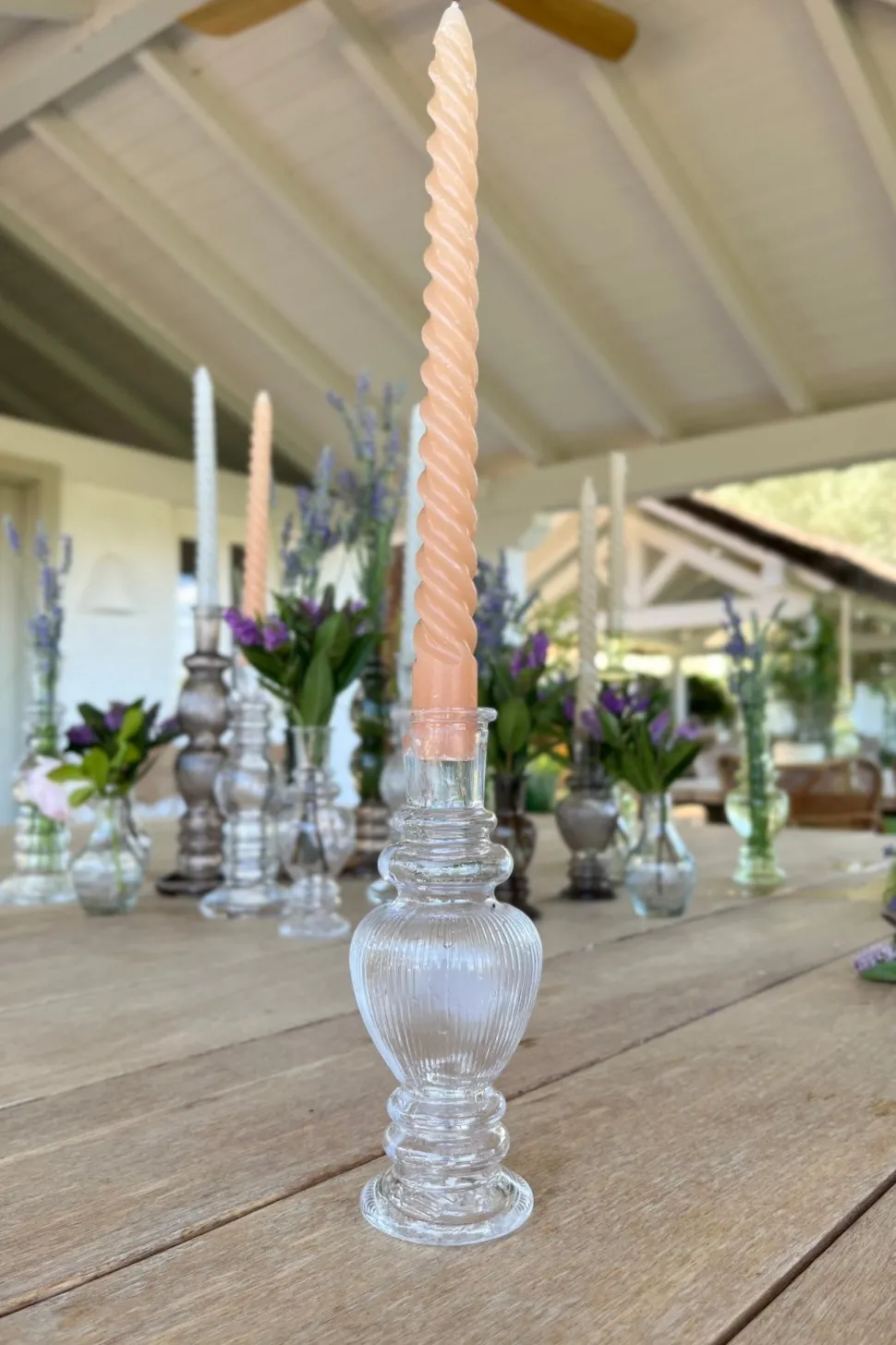 Florero De Cristal Con Diseño Venecia Transparente Grande
