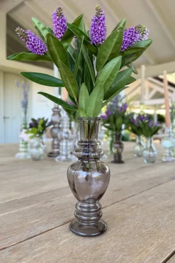 Florero De Cristal Con Diseño Venecia Gris Grande