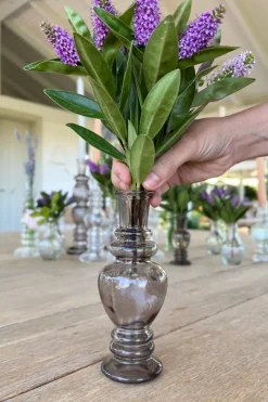 Florero De Cristal Con Diseño Venecia Gris Grande