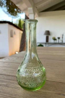 Florero De Cristal Con Diseño París Verde Claro